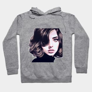 Ana de Armas Pink with Neutral Pastel Color Tones, Retro Vintage Modern Pop Art Design Hoodie